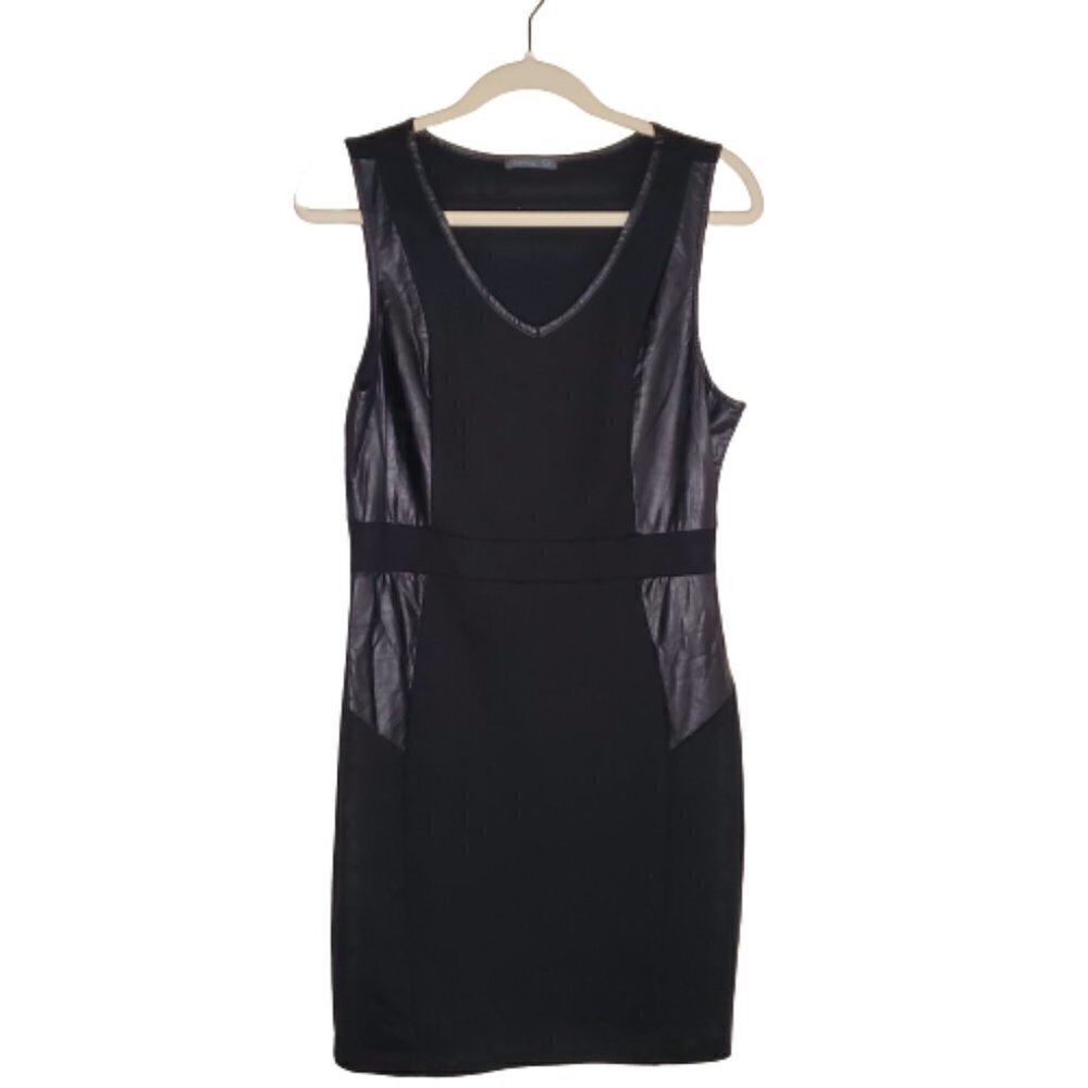 Soprano Faux Leather Detail Midi Dress L